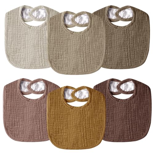 Wrrernsin Muslin Baby Bibs for Unisex Boys Girls, Cotton Drool Bibs, Adjustable Newborn Bibs for Drooling and Teething