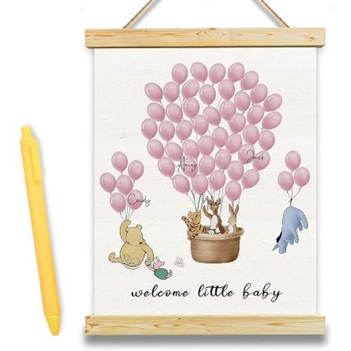 Vintage Winnie Baby Shower Decorations Girl, Gender Reveal Guest Book, Baby Shower Games, Pooh Birthday Supplies Party Decorations, Gender Reveal Party Ideas
