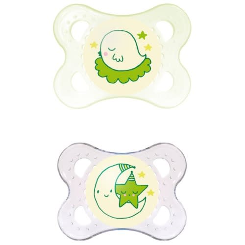 MAM Glow in the Dark Night Orthodontic Pacifier, Unisex, 0-6 Months, 2-Count - Product Offer