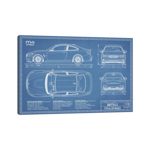 East Urban Home BMW M4 (F82) Blueprint by Action Blueprints - Wrapped Canvas Graphic Art | Wayfair
