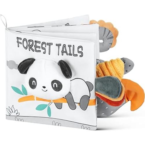 Cloth Book for Babies Touch and Feel - Soft 3D Sensory Crinkle Fabric Books for Newborns Infants, High Contrast Toddler Learning Toy for 0-6 Months Boys Girls (Panda)