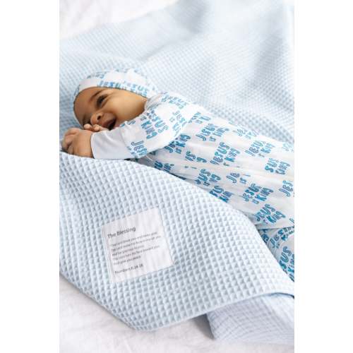 Jesus Is King Blue PJ Footless Onesie Bamboo – Holy Pals