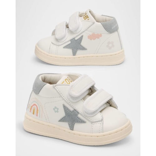 Girl's June Leather Pastel Drawing Sneakers, Baby/Toddler