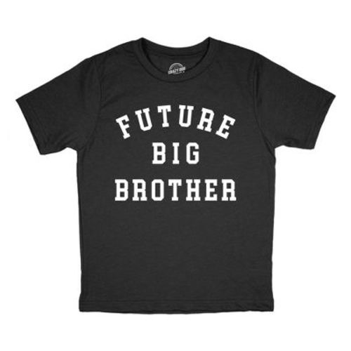 Youth Future Big Brother T Shirt Funny Sibling New Baby Joke Tee for Kids - Crazy Dog Youth T Shirt For Brother Black L