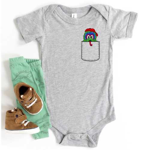 Phanatic Pocket Pal Baby Bodysuit | Mascot One Piece | Philadelphia Infant Creeper | Phillies Romper | Cute Baby Shower Gift