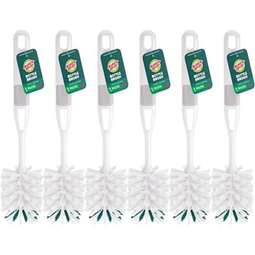 Scotch-Brite Glass and Water Bottle Brush, Long-Lasting Bristles, Safe On Multiple Types of Water Bottles, Baby Bottles, Vases, and More (6-Pack)