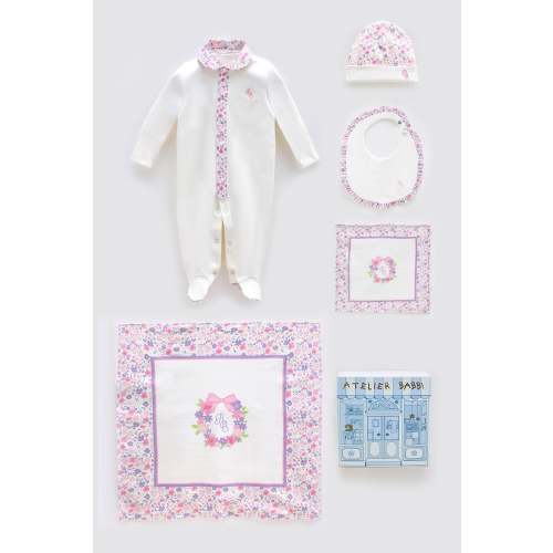 5-Piece Newborn Set | Tiny Flowers-Pink