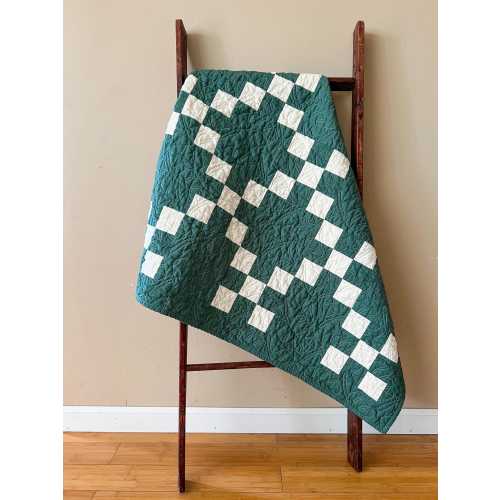 Irish Chain Baby/Toddler Heirloom Quilt - Primary color: Green