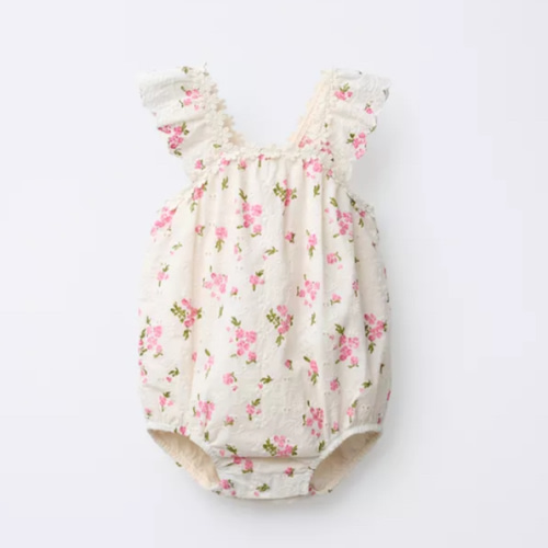 FLORAL EYELET ROMPER - Ecru | ZARA United States