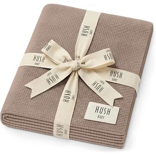 Hush Baby Signature Baby Blanket – GOTS™ Certified, Made with Organic Cotton & Tencel™ Lyocell Blend | A Refined Expression of Modern Baby Luxury (Cocoa Crème)