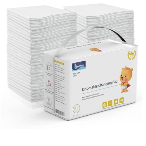 Disposable Changing Pad Liners (100 Pack) Super Soft, Disposable Changing Pads, Ultra Absorbent & Waterproof - Covers Any Surface for Mess Free Baby Diaper Changes (White)
