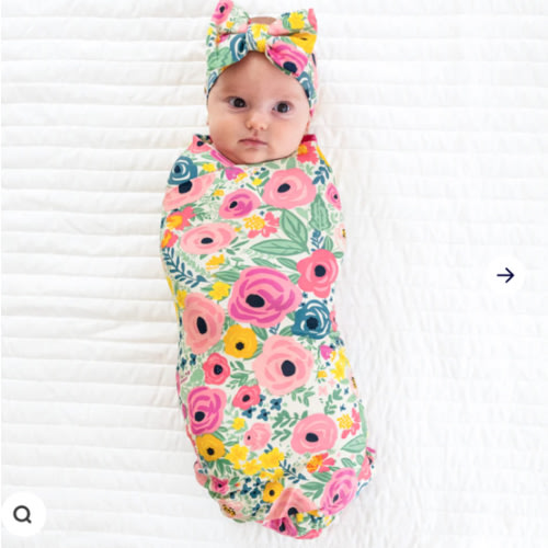 Secret Garden Swaddle & Luxe Bow Headband Set - Little Sleepies