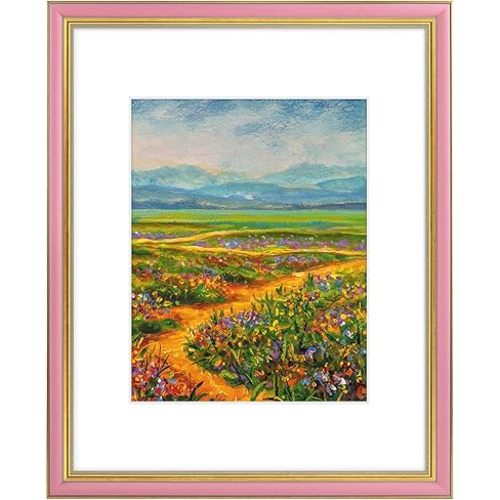 Golden State Art,16x20 Ornate Picture Frame with White Mat for 11x14 Photo or Display 16x20 Print without Mat Color Pink Gold (Plexiglass Front)