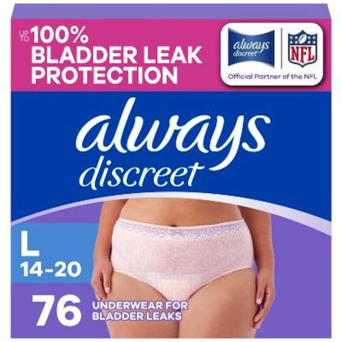 Always Discreet Incontinence Underwear Women's - Maximum Protection - Large - 76ct