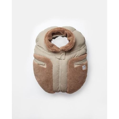 7AM Enfant Car Seat Covers - Cocoon Baby Cover for Boys & Girls, Rain & Snow Repellent, Breathable Windproof, Center Zipper, Universal Fit for Infant Car Seat (0-12M) (Oat, Applique Cacao)