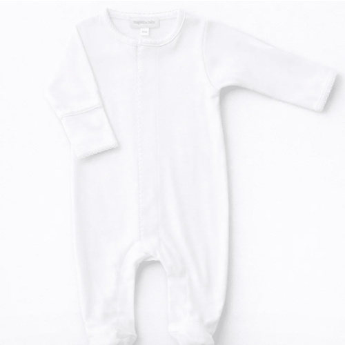 Newborn Baby White Footie - Soft Peruvian Pima Cotton Essentials – Magnolia Baby