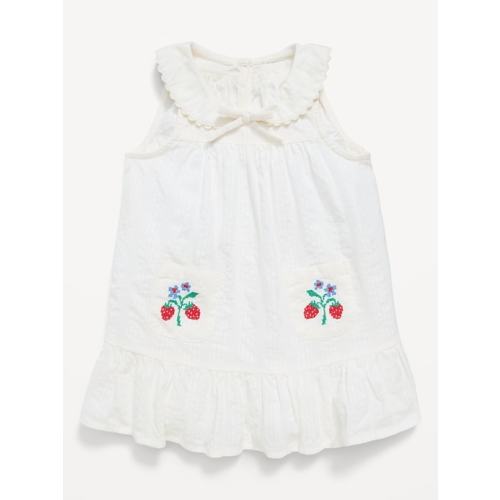 Sleeveless Collared Textured Seersucker Dress for Baby