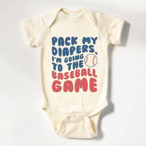 Pack My Diapers, I’m Going to the Baseball Game Onesie®, Baseball Baby Bodysuit, Gift for Baby Boy Natural Baby Onesie® (LB-AiQSE232)