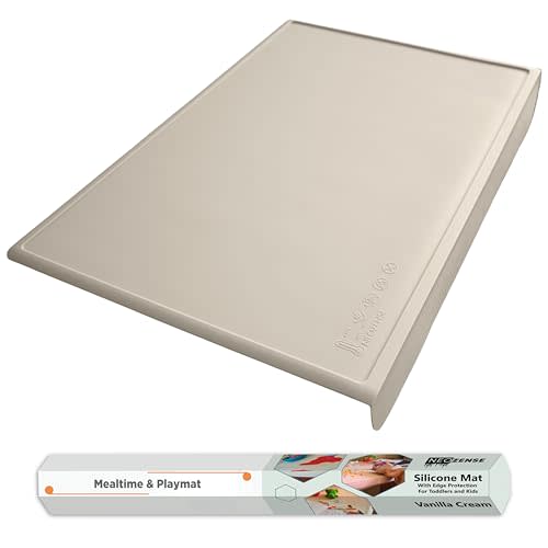 Silicone Craft Mat for Painting, PlayDoh and Art Projects with Angle-Protective Safety Edge – Toddlers & Kids Placemat – Non-Slip & BPA-Free Food Mat – 1.5mm Thick, 24"x16", Vanilla Cream