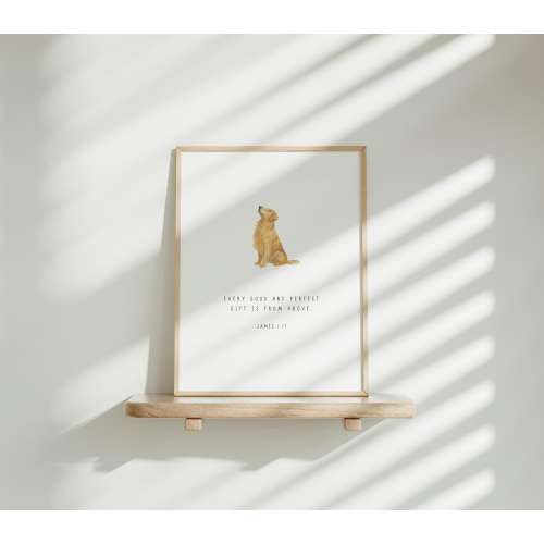 PRINTED Dog Bible Verse, Golden Retriever Wall Art, Hunting Dog Art, Every Good and Perfect Gift, Gift for dog lover, Hunting Nursery Decor