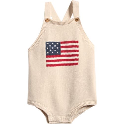 Flag Jacquard Organic Cotton Knit Bubble Romper, Newborn