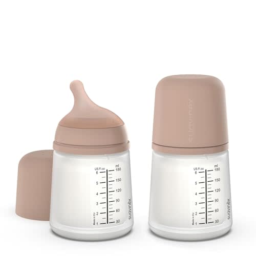 Suavinex Zero Zero Anti Colic Baby Bottle, 6 Oz, Medium, 2-Pack | Minimizes Bottle Rejection and Nipple Confusion, Perfect for Breastfeeding and Combo Feeding, Adaptable Flow, BPA-free