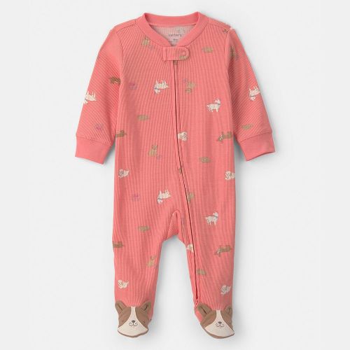 Baby Girl Carter's Ribbed Snug Fit Sleep & Play Pajamas