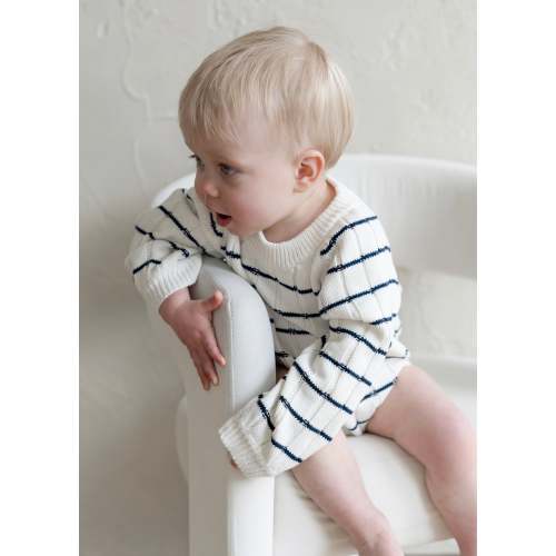 ‘Navy Stripe’ Ribbed Knit Onesie – Oat Co