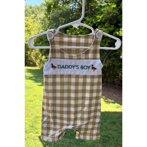 Plaid Daddys Boy Romper | The Holler Boutique
