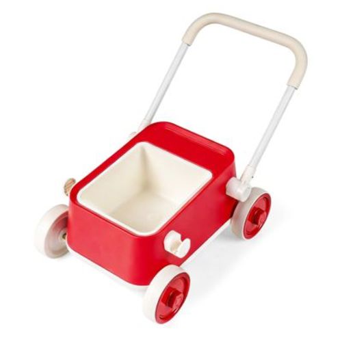 Costway Baby Push Walker with Wheels,Toddler Play Wagon with Foldable Handlebar & Storage Basket Red