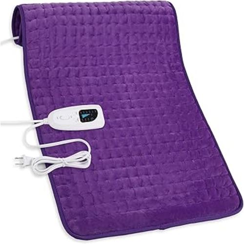 Deepsoon Heating Pad,Electric Heating Pads for Back,Neck,Abdomen,Moist Heating Pad for Shoulder,Knee,Arms,Legs,Dry/Moist Heat & Auto Shut Off,Christmas Gifts for Men and Women,Dark Purple,33x17 Inch