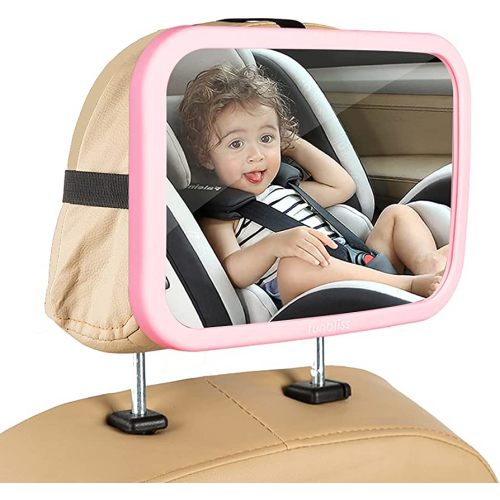 Baby Car Mirror Most Stable Backseat Mirror with Premium Matte Finish-Super Clear PMMA Material Mirror-Safe, Secure and Shatterproof,Pink