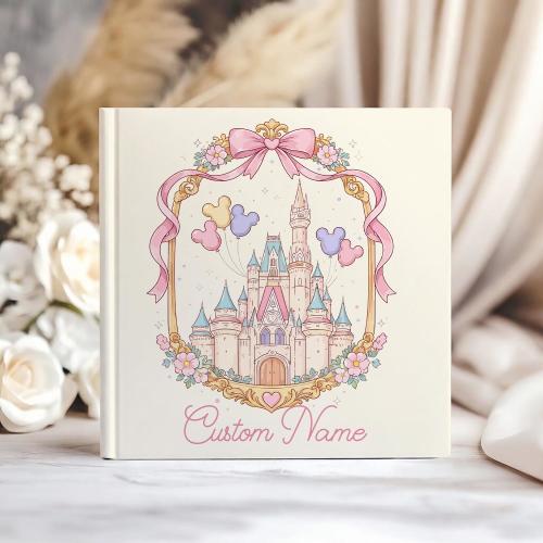 Personalized Coquette Bow Disney Castle Autograph Book, Disney Autograph Book, Disney Trip 2026, Disneyworld Disneyland Memory Book