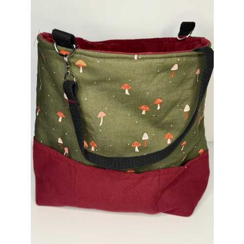 Stroller Caddy  / Diaper Bag / Stroller Bag / Dog Cart Caddy / 12x12x4” Bag / 2-1 Stroller Diaper Bag / Custom Prints Avail / Green Mushroom