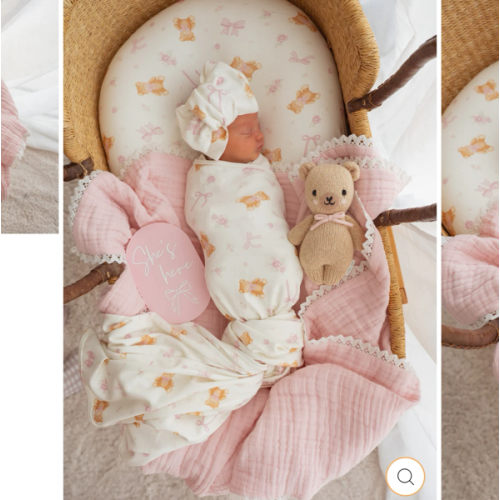 Swaddle Set | Pink Teddies