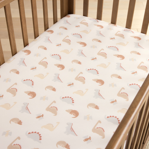 Adairs Kids - Little Roars Natural Jersey Fitted Sheets Pack of 2 | Adairs