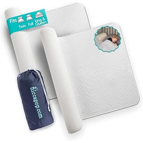 hiccapop [2-Pack Inflatable Bed Rail for Toddlers | Portable, Blow-up Bed Bumper for King, Queen, Full, with Non-Slip Machine-Washable Cover | Travel Bed Rail for Hotel, Grandma's, Vacation