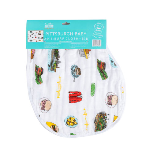 Pittsburgh Baby Burp Cloth and Bib 2 in 1  Breathable Bamboo Blend