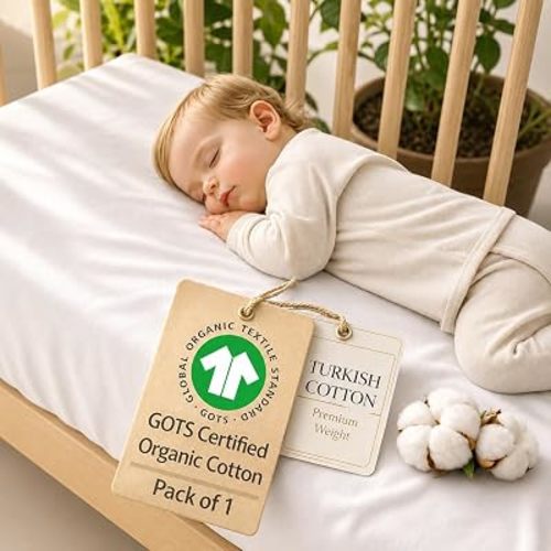Signature Mini Crib Sheet - Hearitage Aegean Turkish Cotton - 1 Pack Mini Crib Sheets Fitted 38x26 Compatible with Graco Pack n Play Playard Crib and Playpen Mattress - Ultra Soft Playard Bedding