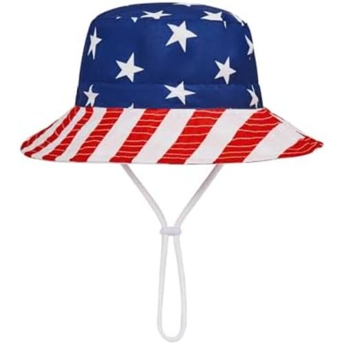 Baby Sun Hat UPF 50+ Wide Brim-Adjustable Baby Boy Bucket Hats Cute Toddler Beach Hats Summer Outdoor Play for Boys Girls
