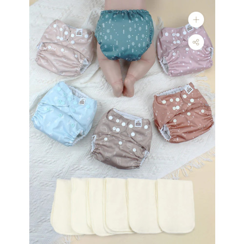 POCKET DIAPER 3.0 WITH INSERTS - 6 PACK(Simply Neutrals)