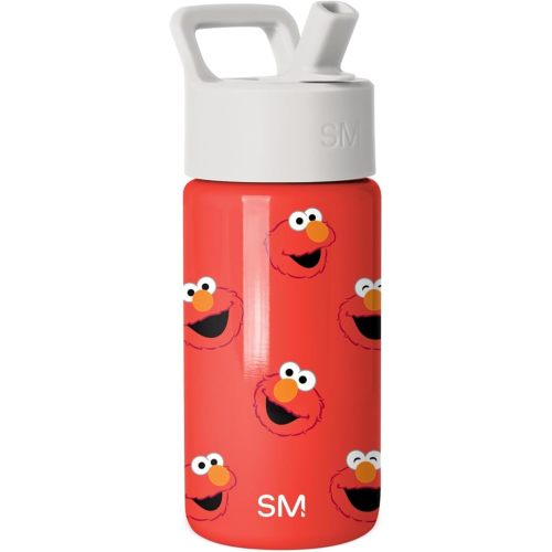 Simple Modern Sesame Street Kids Water Bottle with Straw Lid | 14oz Insulated Stainless Steel Kids Tumbler & Spill Proof Toddler Cup for School, Girls, Boys | Summit | Elmo Says