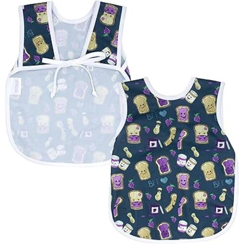 BapronBaby PBJ Pals Bapron - No Neck Tie Safer Bib for Baby & Toddler - Soft Waterproof Stain Resistant - Machine Washable - Sz Baby/Toddler 6m-3T