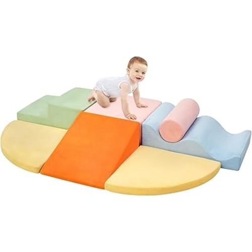 Climbing Toys for Toddlers, Toddler Climbing Toys Indoor, 7-Piece Soft Foam Climb Blocks Set, Toddler Playtime Corner Climber Indoor Foam Play Gym for Crawling and Sliding