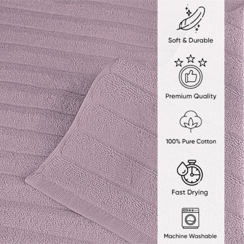 Classic Turkish Towels Cotton Bath Sheets Set of 3 Oversized Ribbed Towels, Ultra-Soft & Absorbent - 40x65