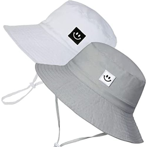 55cube UPF 50+ Baby & Toddler Sun Hat, Wide Brim Infant Bucket Hat for Beach & Outdoors, Adjustable Fit for Ages 0-4 Years