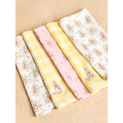 Floral 5-Pack Flopsy Bunny Embroidered Muslins