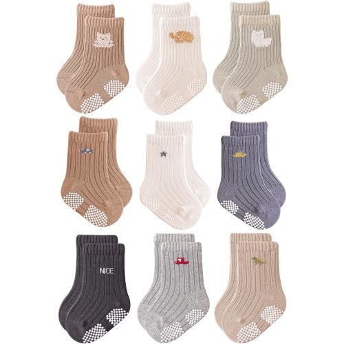 Belsmi Baby Grip Socks Non Slip Grips Girls Boys Ankle Crew Newborn Infant Toddler Kids Casual Anti Skid Socks