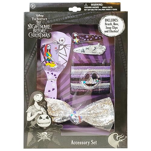 Nightmare Before Christmas Hair Accessory Set (Brush, Bow, PVC Snaps, Lurex Elastics)