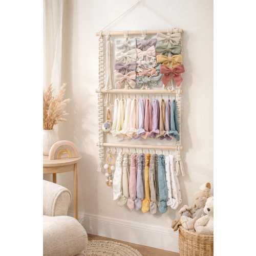 Macrame Baby Headband Holder | Boho Nursery Wall Organizer